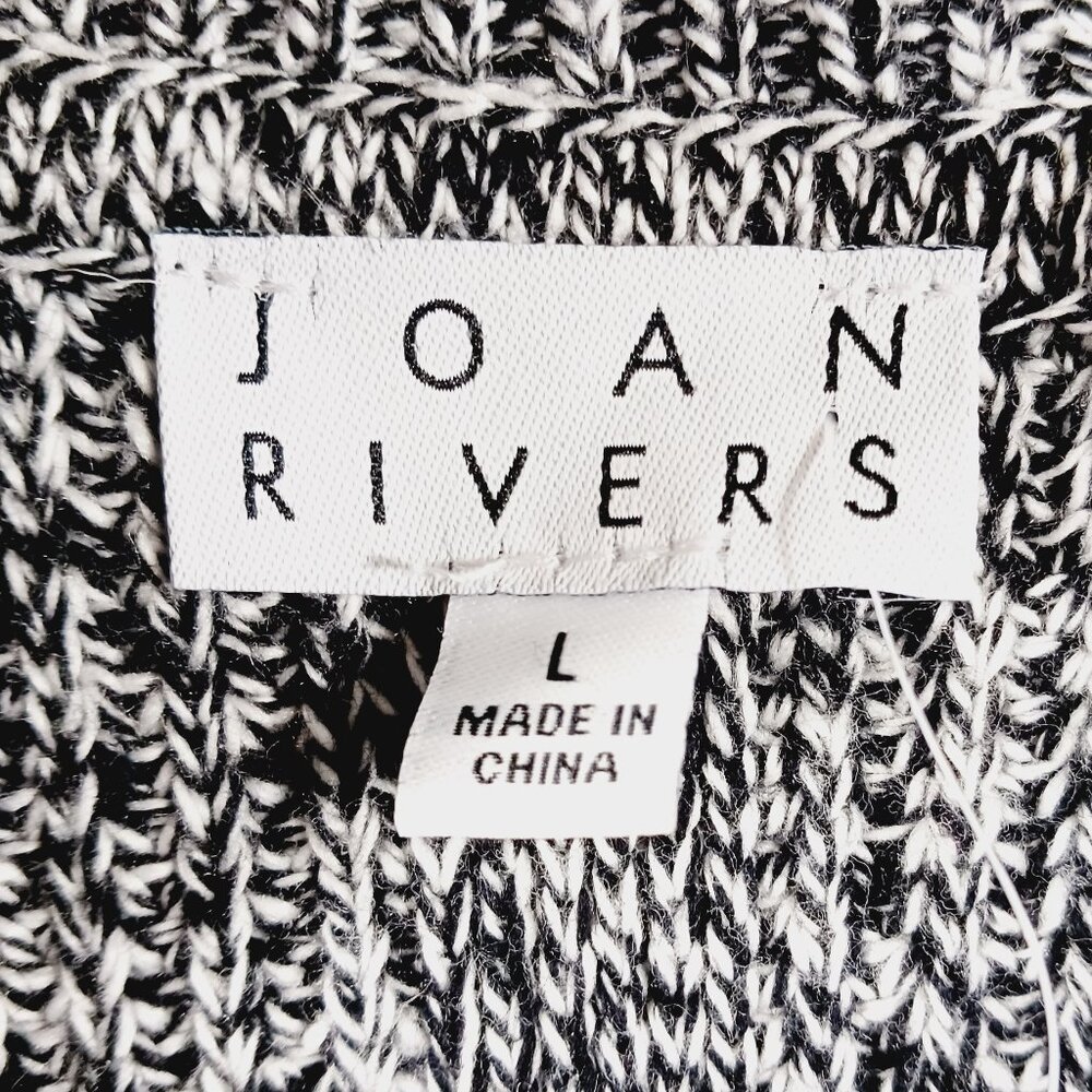 Joan Rivers, Black & White Marled Knit Sleeveles Cardigan Sweater Duster, Sz LRG - Picture 2 of 15